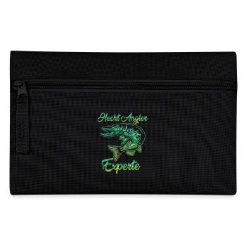 HECHT ANGLER EXPERTE Angeln Geburtstags Angler - Federtasche - Schwarz - Vorne