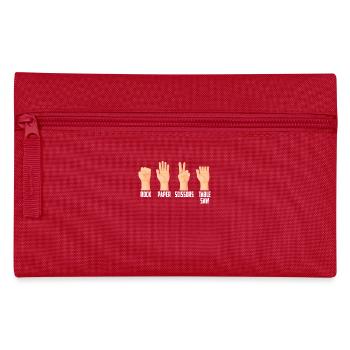 Rock Paper Scissors Table Saw Funny Hand Game - Pencil Case - red - Front