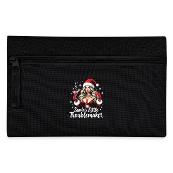 Santa's Little Troublemaker Christmas Hat - Pencil Case - black - Front