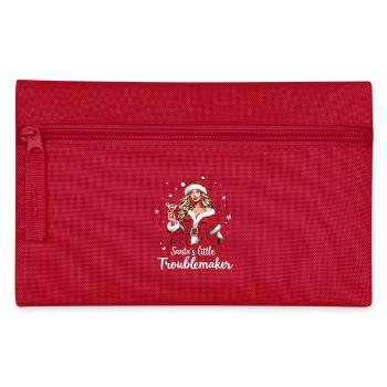 Santa's Little Troublemaker Christmas Hat - Pencil Case - red - Front