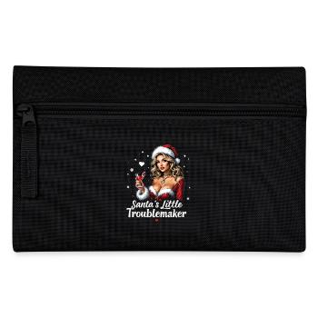 Santa's Little Troublemaker Christmas Hat - Pencil Case - black - Front