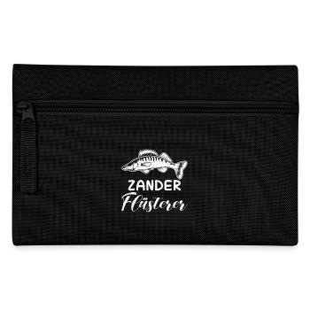 Angler ZANDER FLÜSTERER Angeln Hobby Angler - Federtasche - Schwarz - Vorne