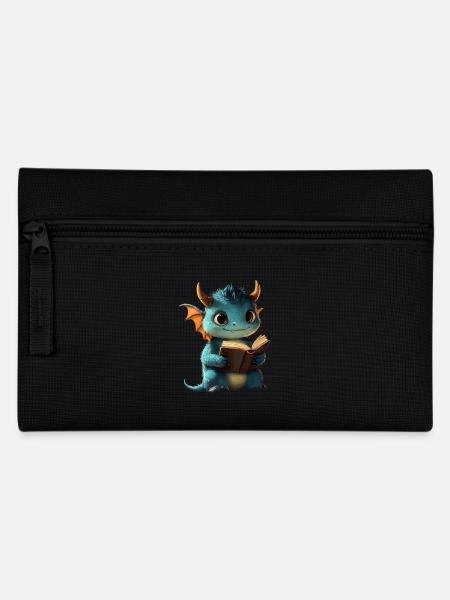Niedlicher blauer Drache – Magie für Bücherfans - Federtasche - Schwarz