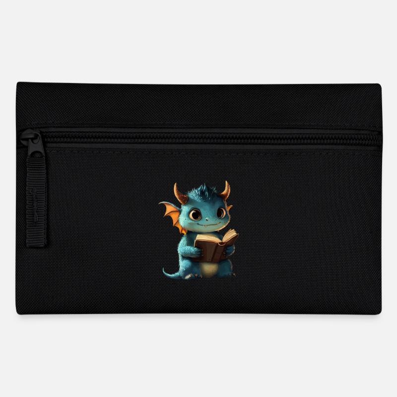 Niedlicher blauer Drache – Magie für Bücherfans - Federtasche - Schwarz