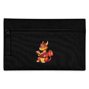 Fröhlicher roter Drache Fantasie für Buchliebhaber - Federtasche - Schwarz - Vorne