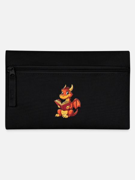 Fröhlicher roter Drache Fantasie für Buchliebhaber - Federtasche - Schwarz