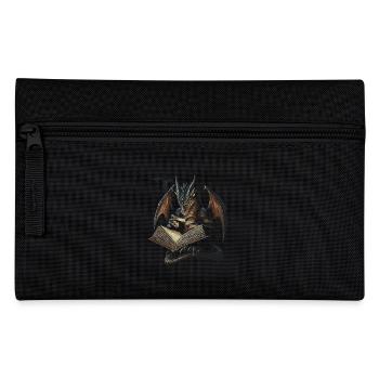 Dark Dragon with Book – Mystical Fantasy - Pencil Case - black - Front