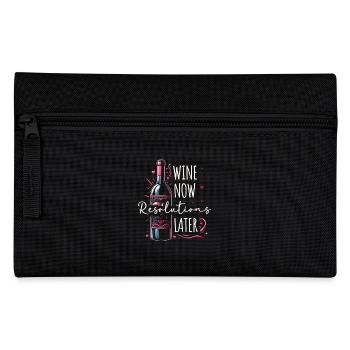 Vin maintenant, résolutions plus tard, humour du vin, nouvelle année - Trousse - noir - Devant