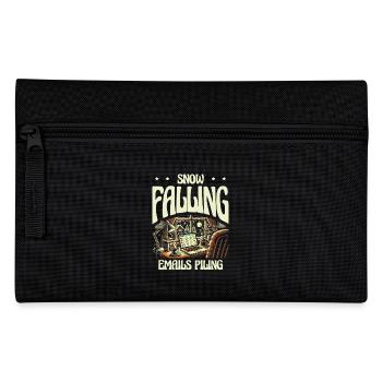 Snow-falling e-mails pile up, winter work - Pencil Case - black - Front