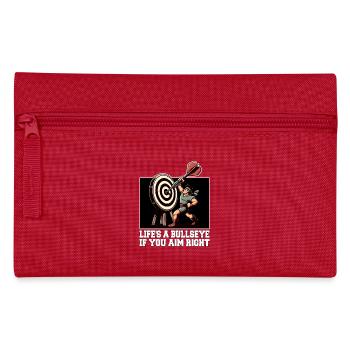 DAS LEBEN IST EIN VOLLTREFFER, WENN MAN RICHTIG ZIELT - Federtasche - Rot - Vorne
