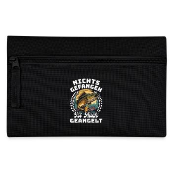 Angler Outfit NICHTS GEFANGEN IST AUCH GEANGELT - Federtasche - Schwarz - Vorne