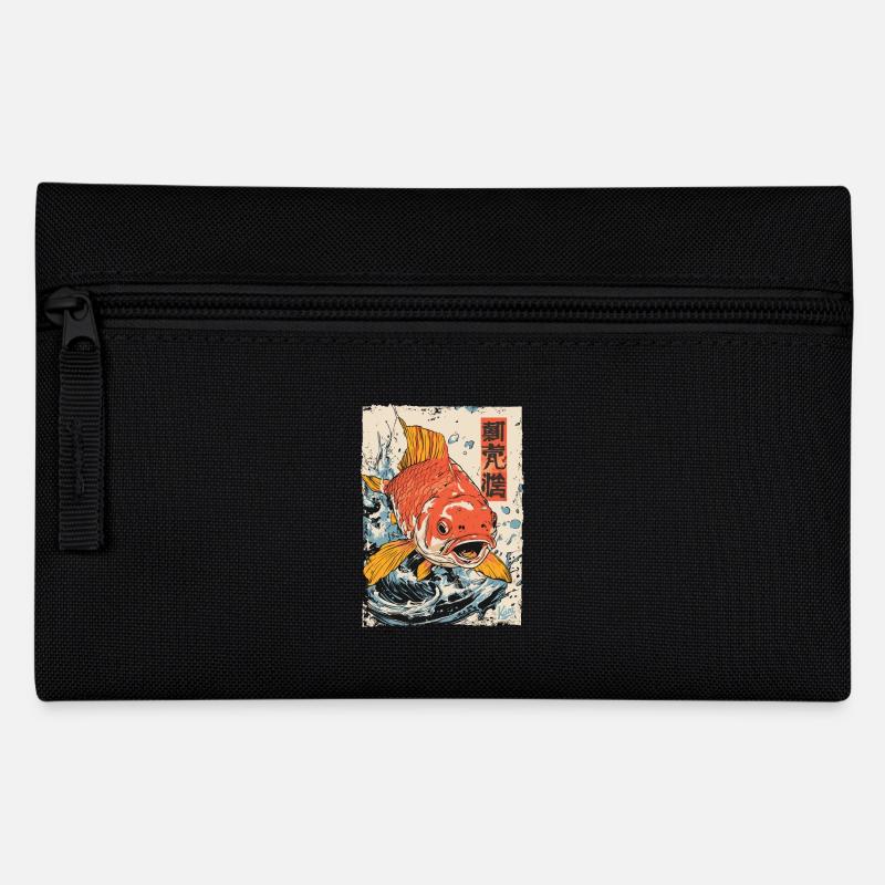Japanischer Koi-Fisch - Federtasche - Schwarz