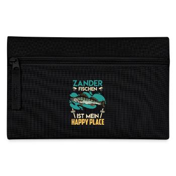 ZANDER FISCHEN IS MY HAPPY PLACE Lustiges Angeln - Federtasche - Schwarz - Vorne