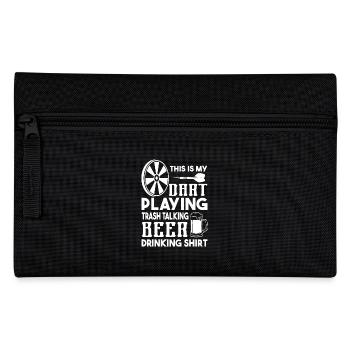 Dart Spielen Trash Talk Bier Trinken - Federtasche - Schwarz - Vorne