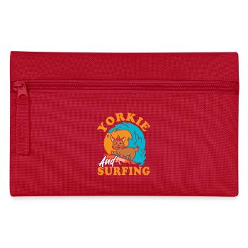 Surfing Yorkie, Catching Waves, Cute - Pencil Case - red - Front