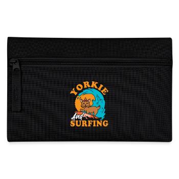 Surfing Yorkie, Catching Waves, Cute - Pencil Case - black - Front