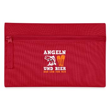 ANGELN UND BIER DAS LOB ICH MIR Lustiges Angler - Federtasche - Rot - Vorne