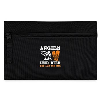 ANGELN UND BIER DAS LOB ICH MIR Lustiges Angler - Federtasche - Schwarz - Vorne