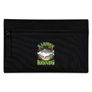 KAPRFEN KÖNIG Lustiges Karpfen Angler Outfit - Federtasche - Schwarz - Vorne