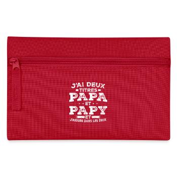J ai Deux Titres Papa Et Papy - Trousse - rouge - Devant