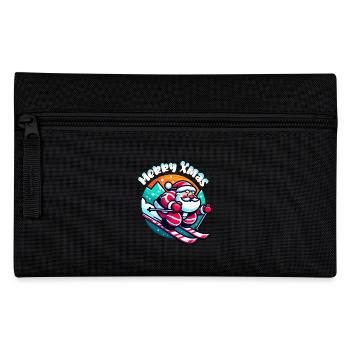 Weihnachtsmann Weihnachten Skifahren Winter Schnee - Federtasche - Schwarz - Vorne