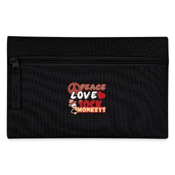 Peace Love Sock Monkeys - Pencil Case - black - Front