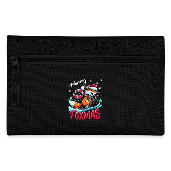 Merry Foxmas Fox Snow Skiing Skiing Fun Funny - Pencil Case - black - Front