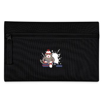 Sock Monkey Curling - Pencil Case - black - Front