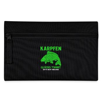 KARPFEN GLÜCKSSHIRT Angler Geburtstags Angeln - Federtasche - Schwarz - Vorne