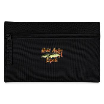 HECHT ANGLER EXPERTE Angeln Geburtstags Angler - Federtasche - Schwarz - Vorne
