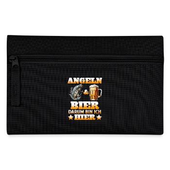 ANGELN UND BIER DARUM BIN ICH HIER Lustiges - Federtasche - Schwarz - Vorne