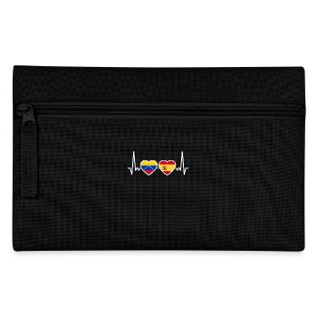 Venezuela Spain Heartbeat Flag Venezuelans - Pencil Case - black - Front