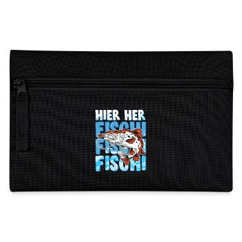Angeln Hobby HIER HER FISCHI FISCHI FISCHI Lustig - Federtasche - Schwarz - Vorne