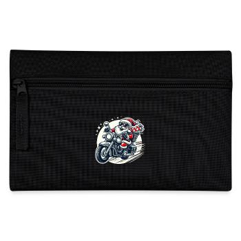 Cool Santa Claus on Motorcycle Men Funny - Pencil Case - black - Front