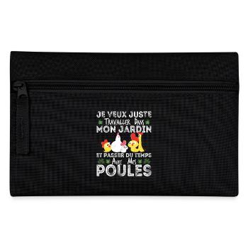Jardin Et Poules Humour Idée Cadeau de Jardinaire - Trousse - noir - Devant