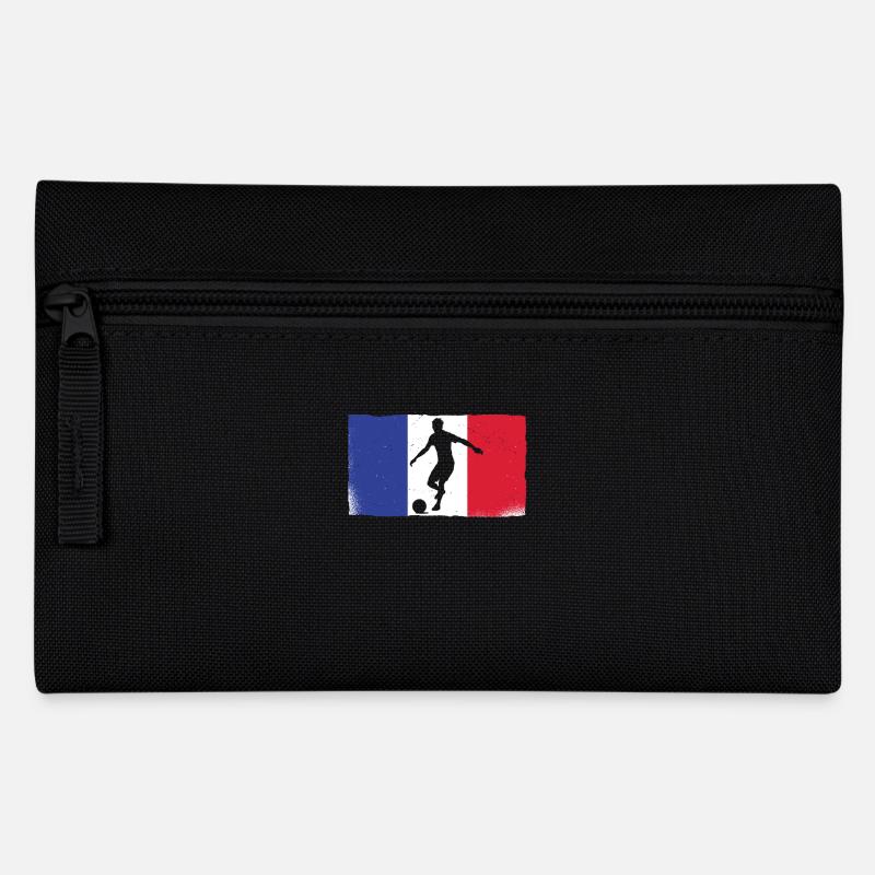 Silhouette de match de football français devant le drapeau - Trousse - noir