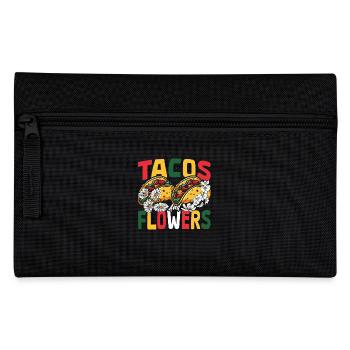 Nachos Mexiko Mexikanisches Gericht Tacos Blumen - Federtasche - Schwarz - Vorne