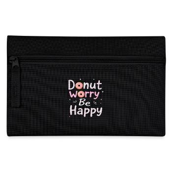 Donut Worry Be Happy – Funny Donut Saying Donut - Pencil Case - black - Front