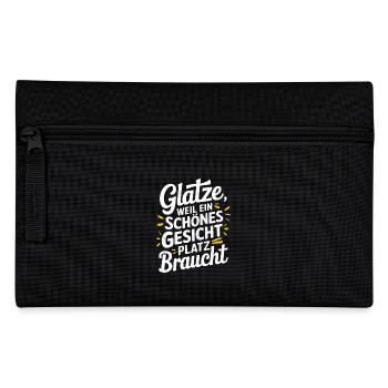 Frisur Glatze Haarausfall, Lustiges Glatzenträger - Federtasche - Schwarz - Vorne