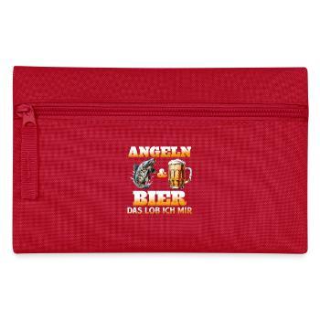 ANGELN UND BIER DAS LOB ICH MIR Lustiges Angler - Federtasche - Rot - Vorne