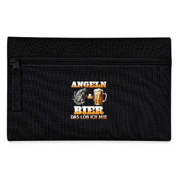 ANGELN UND BIER DAS LOB ICH MIR Lustiges Angler - Federtasche - Schwarz - Vorne