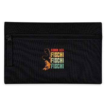 Angler KOMM HER FISCHI FISCHI FISCHI Lustiges - Federtasche - Schwarz - Vorne