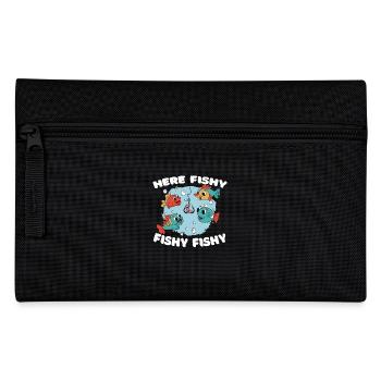 Here Fishy Fishy Lustiger Angler Spruch - Pencil Case - black - Front