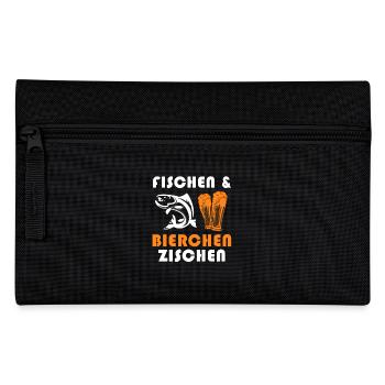 FISCHEN UND BIERCHEN ZISCHEN Lustiges Angler - Federtasche - Schwarz - Vorne