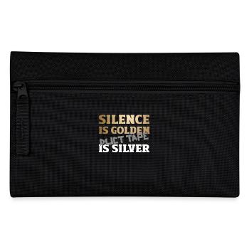 Silence Is Golden Duct Tape Is Silver Humor Spruch - Pencil Case - black - Front