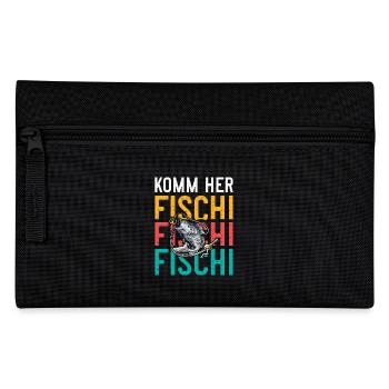 Angler Outfit KOMM HER FISCHI FISCHI FISCHI Lustig - Federtasche - Schwarz - Vorne