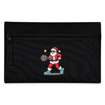Tennis Playing Santa Claus Christmas Tennis - Pencil Case - black - Front