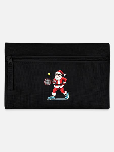 Tennis Playing Santa Claus Christmas Tennis - Pencil Case - black