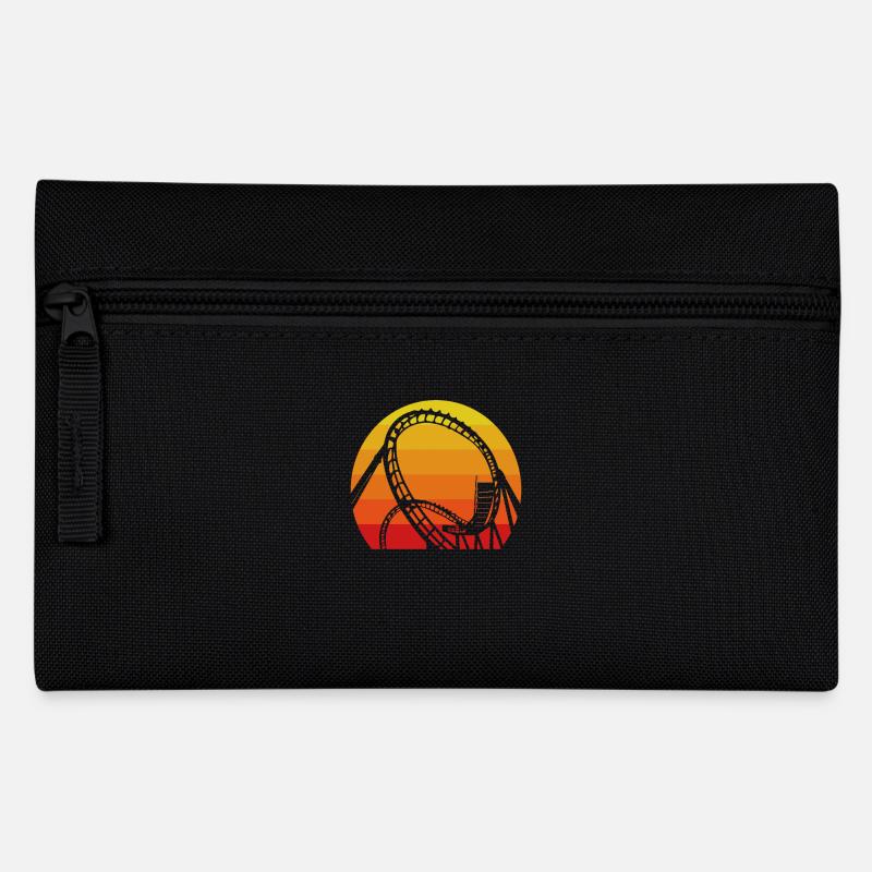 Achterbahn Abenteuer Vintage Sonnenuntergang - Federtasche - Schwarz