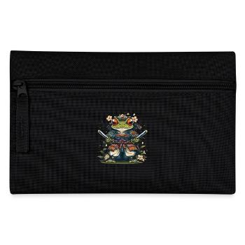 Samurai Frosch mit Schwertern und Blumen - Federtasche - Schwarz - Vorne